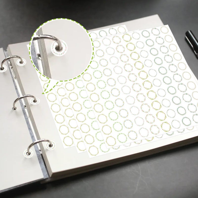 Well Tile Hole Punch Reinforcement Stickers Tear Resistant Hole Label Loose-Leaf Paper Labels Watercolor Plant Designs - 0.25 inch Binder Hole Reinforcements Labels for Hole-Punched Pages 2000 Pcs - Image 5
